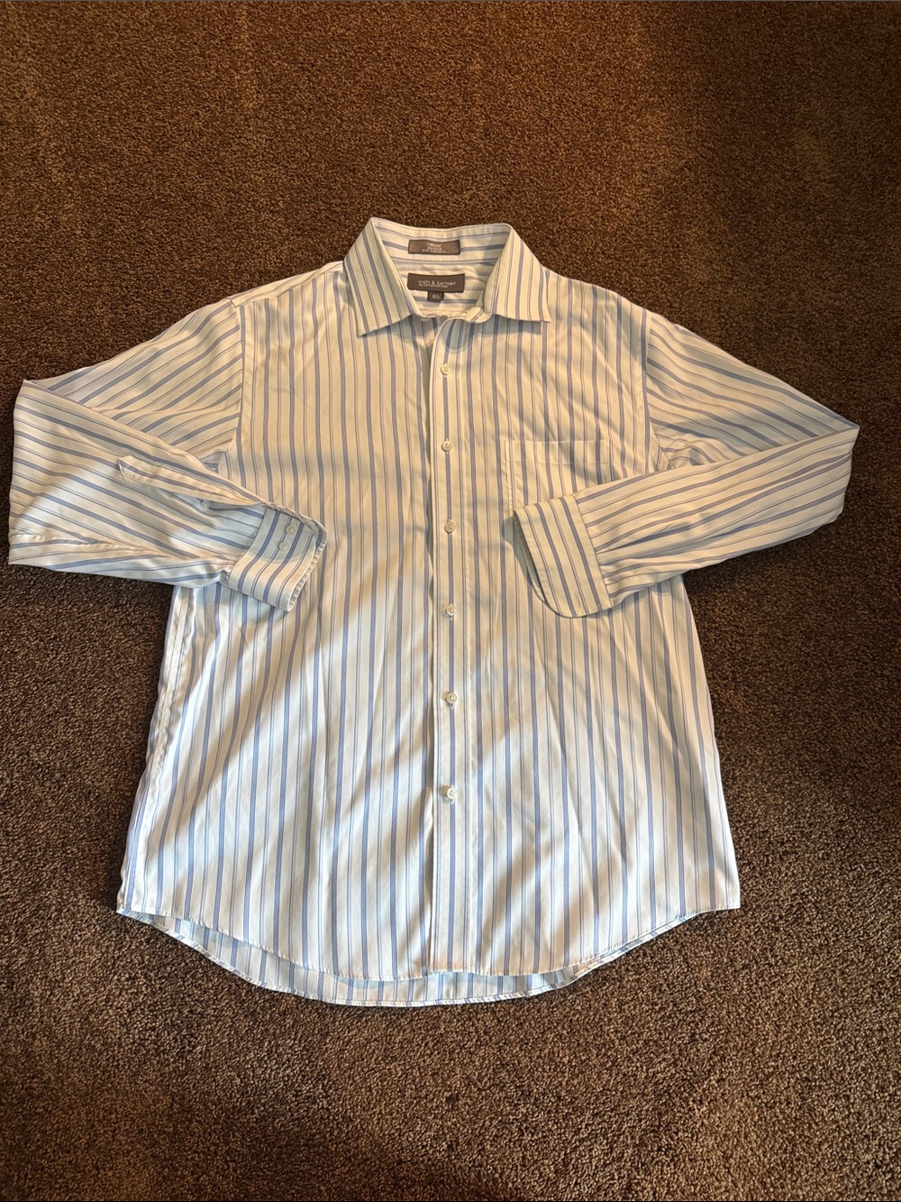 croft & barrow Light Blue and White Striped Dress Shirt